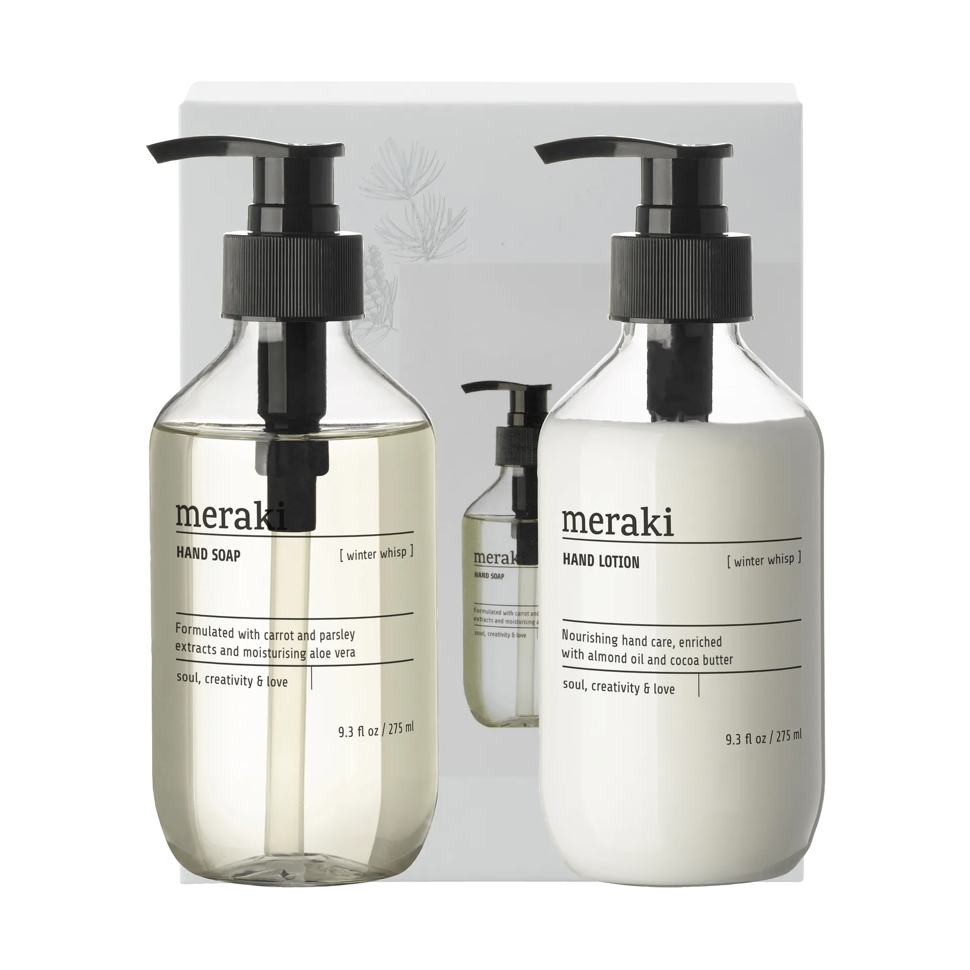 Meraki gavesett, håndsåpe og håndkrem, Winter whisp Meraki
