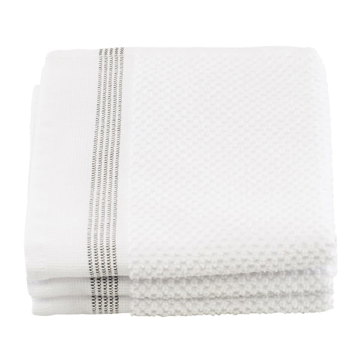 Meraki håndkle hvit med grå strek 3-pakning - 30 x 30 cm - Meraki