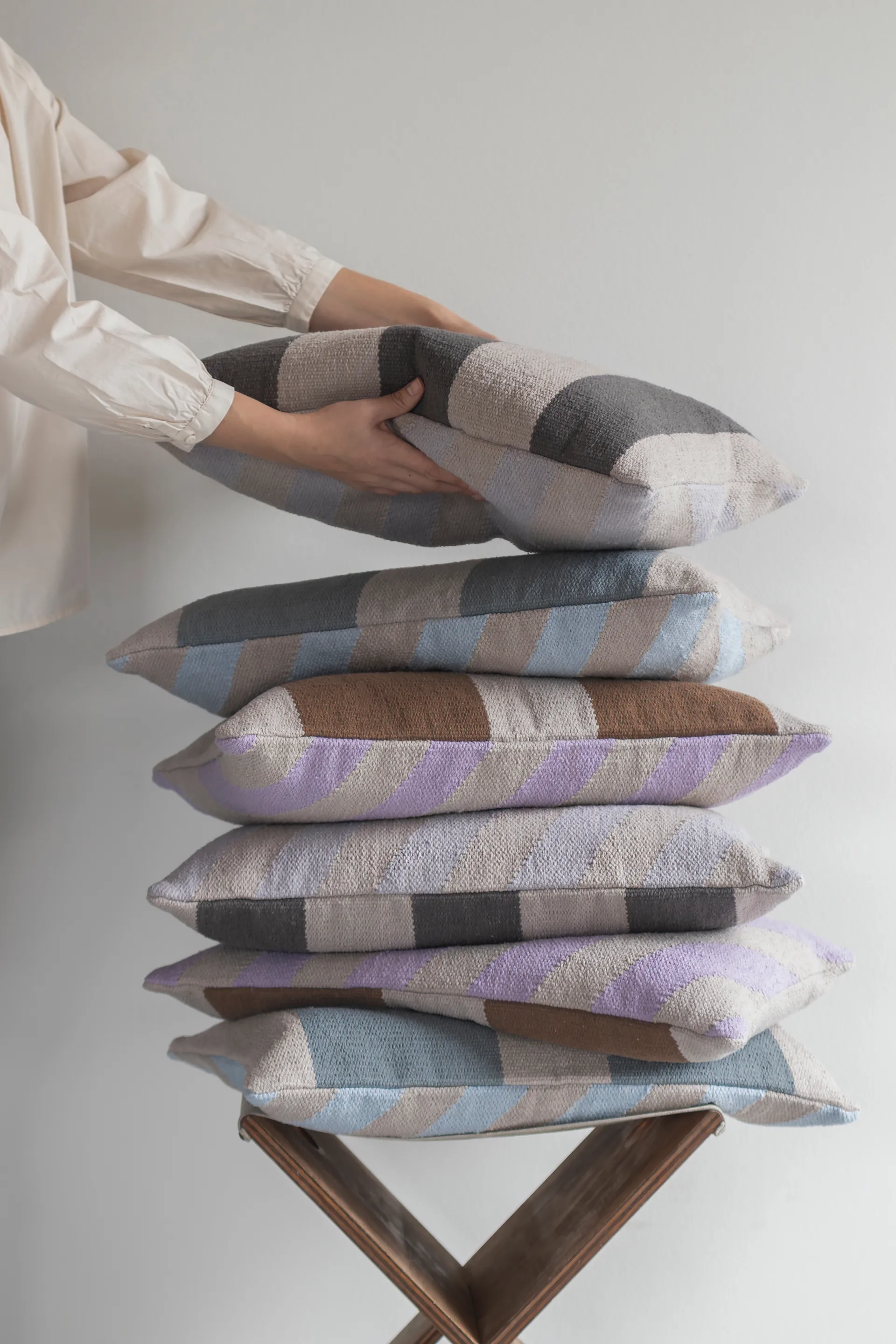 Across kelim putetrekk, Light blue, 40x60 cm Mette Ditmer