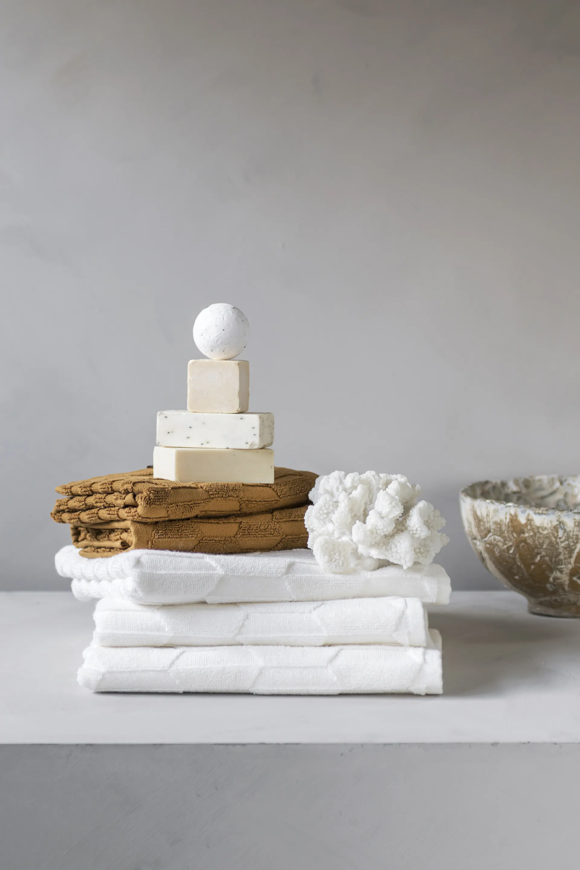 Geo gjesthåndkle 2-stk., Off white Mette Ditmer