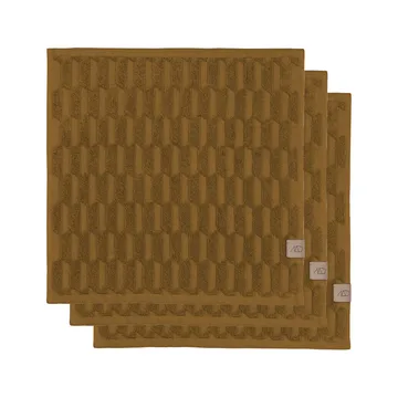Geo handkle 30 x 30 cm 3-pakning - Curry - Mette Ditmer