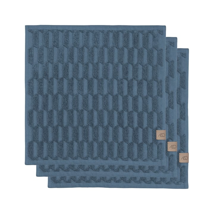 Geo handkle 30 x 30 cm 3-pakning - Slate blue - Mette Ditmer