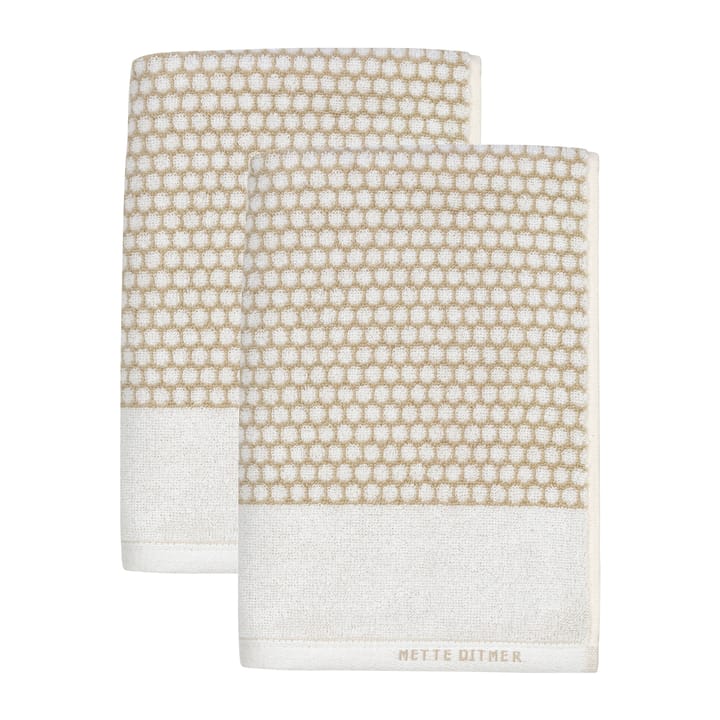 Grid gjestehåndkle 38 x 60 cm 2-pakning - Sand-off white - Mette Ditmer