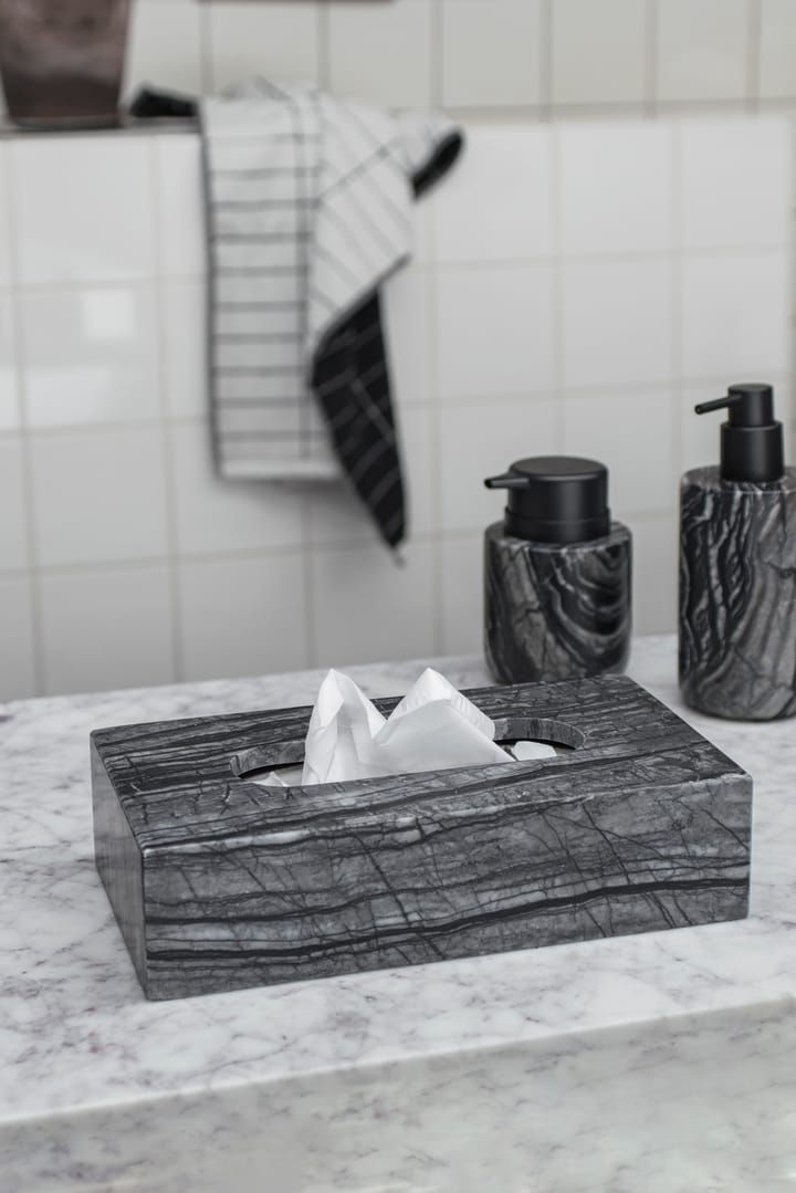 Marble lommetørkleboks 14 x 25,5 cm, Sort-grå Mette Ditmer