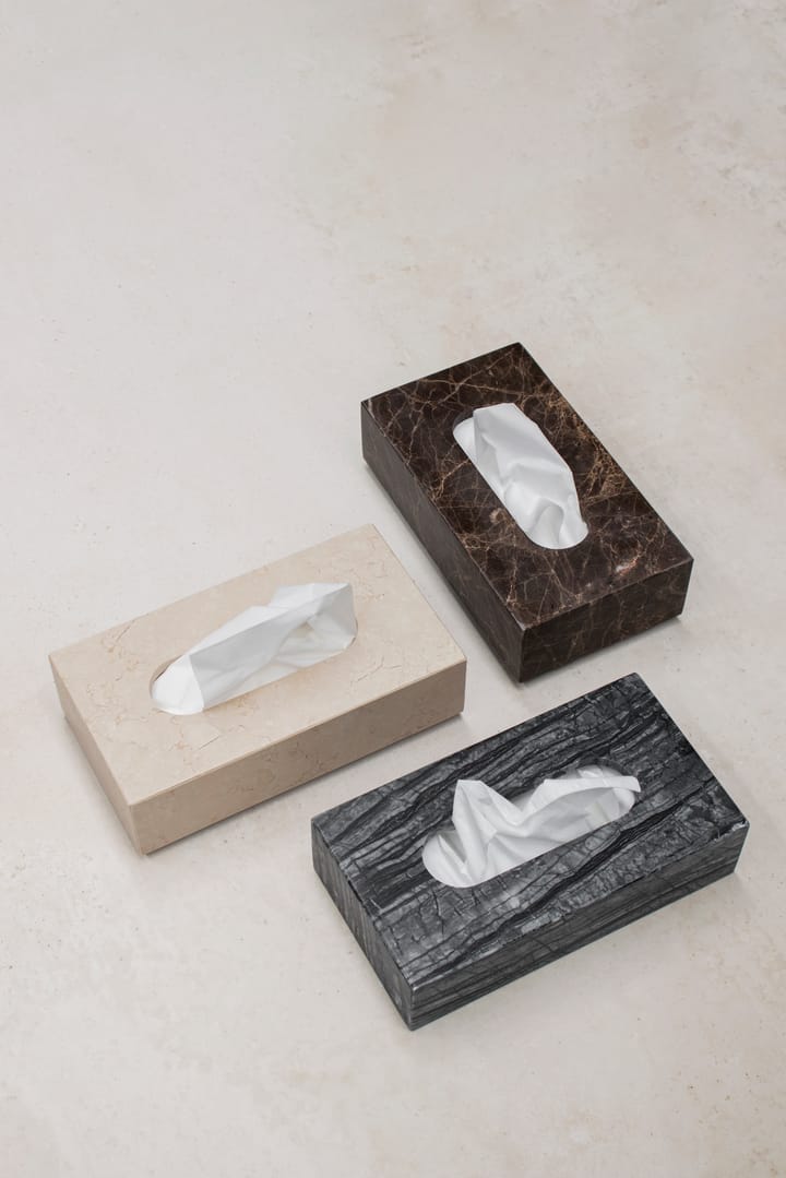 Marble lommetørkleboks 14 x 25,5 cm, Sort-grå Mette Ditmer