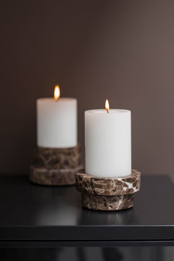 Marble lysestake til kubbelys 5 cm - Brun - Mette Ditmer