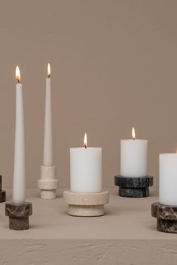 Marble lysestake til kubbelys 5 cm - Sand - Mette Ditmer
