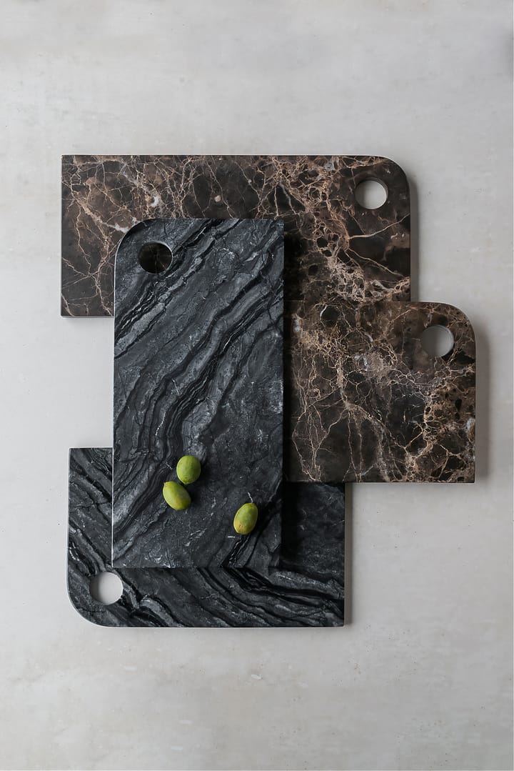 Marble serveringsbrett medium 20x30 cm - Black-grey - Mette Ditmer