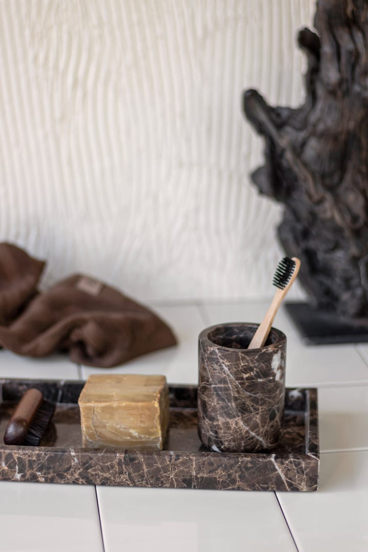 Marble tannbørsteholder 10 cm, Brun Mette Ditmer