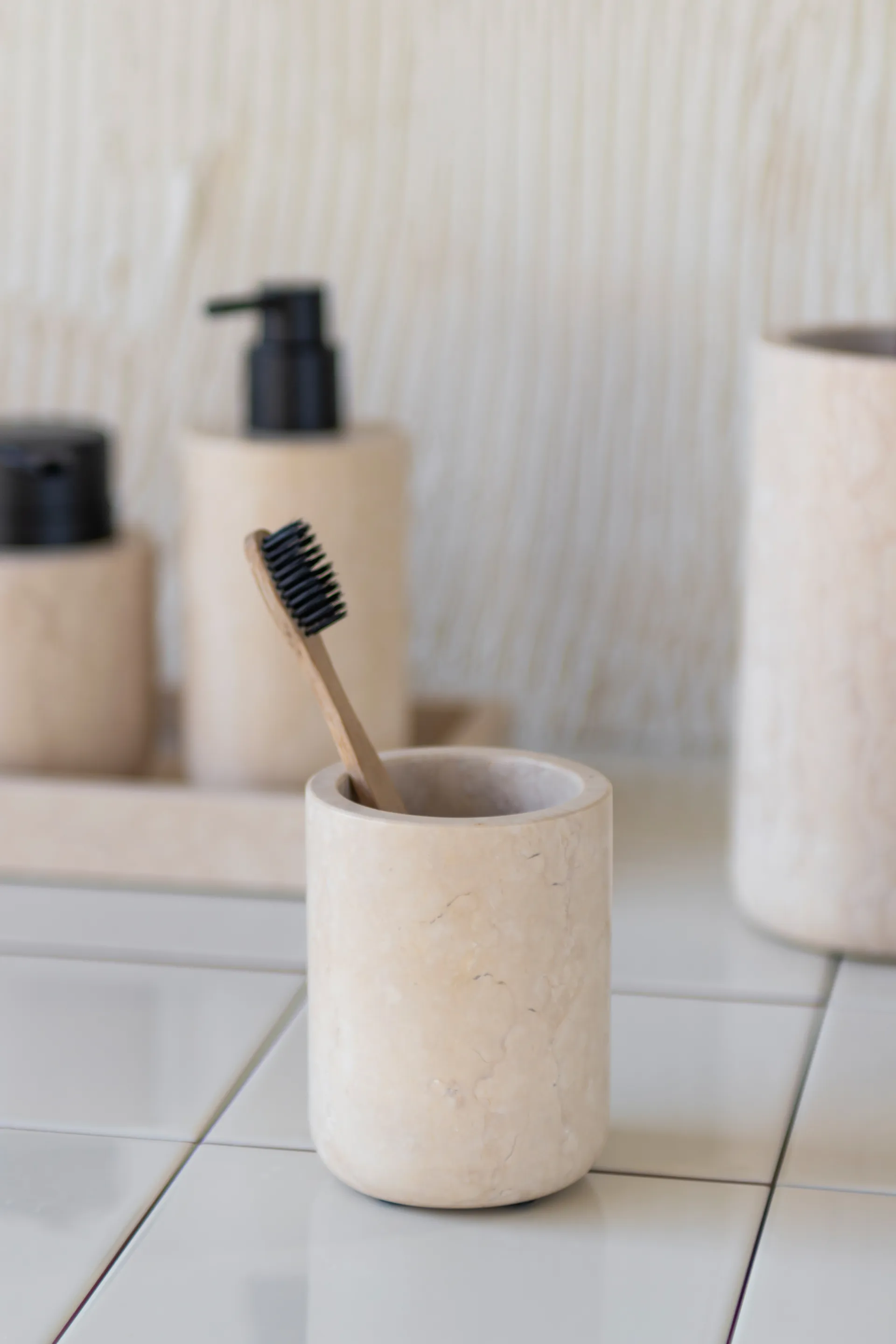 Marble tannbørsteholder 10 cm, Sand Mette Ditmer
