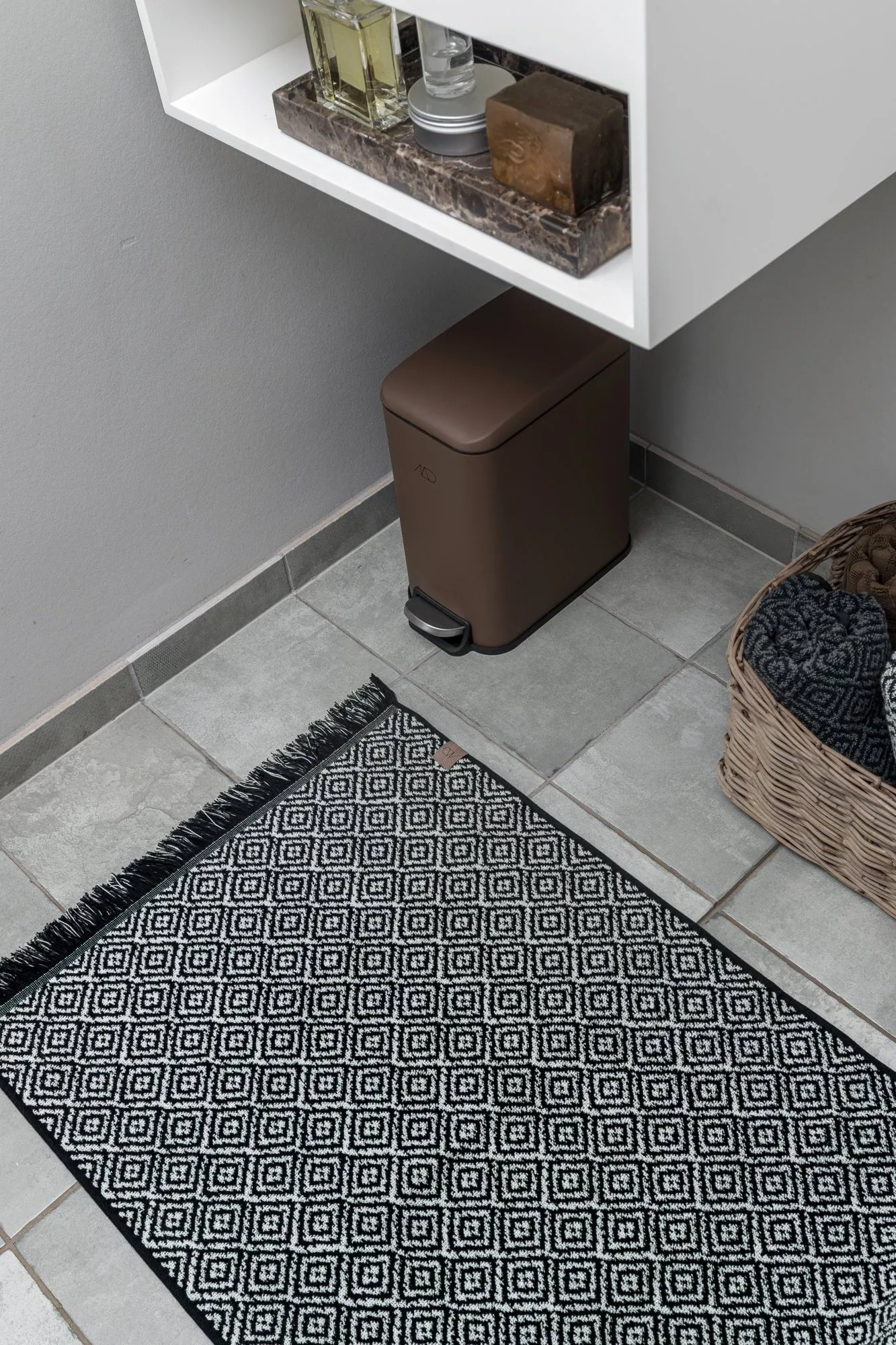 Morocco baderomsmatte 50 x 80 cm, Black-white Mette Ditmer