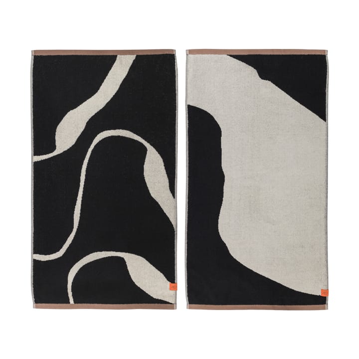 Nova Arte håndkle 50 x 90 cm 2-pakning - Black-offwhite - Mette Ditmer