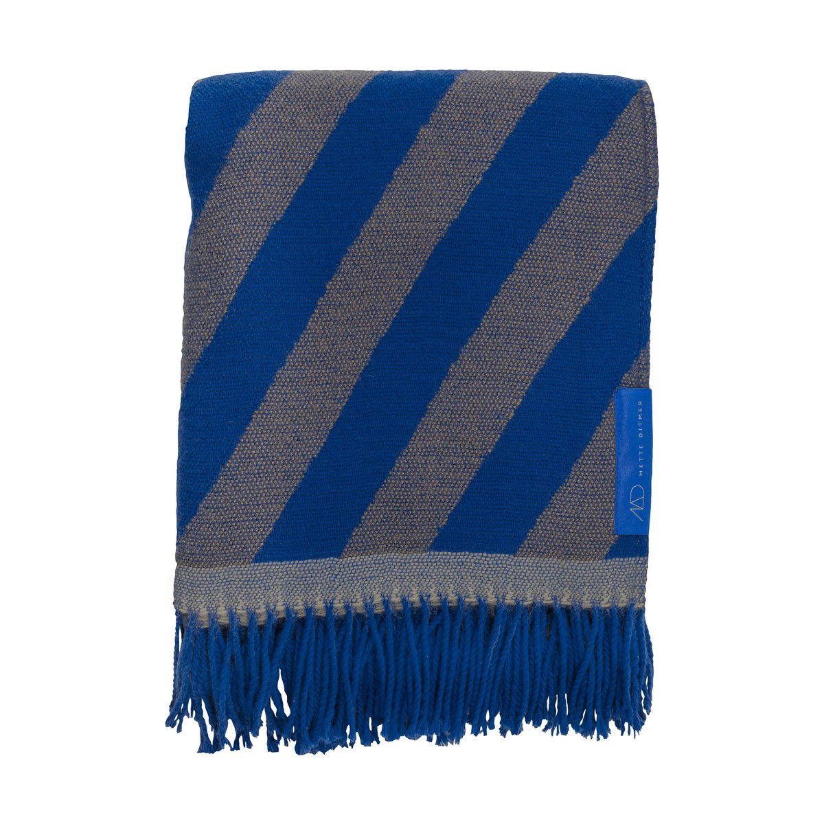 Mette Ditmer Retro pledd 125x170 cm Cobalt | Skandinavisk Design | Ullpledd | Blå