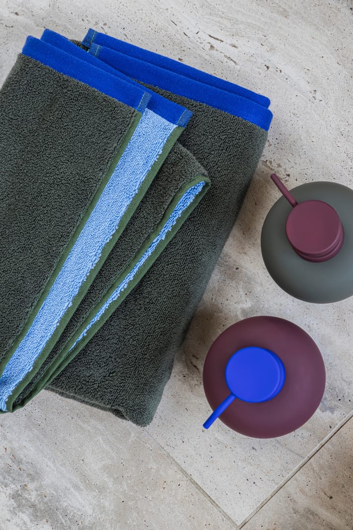Soft badehåndkle 70x133 cm, Dark olive-light blue Mette Ditmer