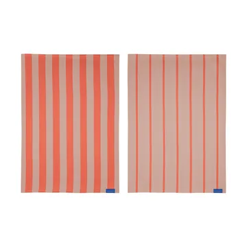 Stripes kjøkkenhåndkle 50x70 cm 2-pakning - Latte - Mette Ditmer