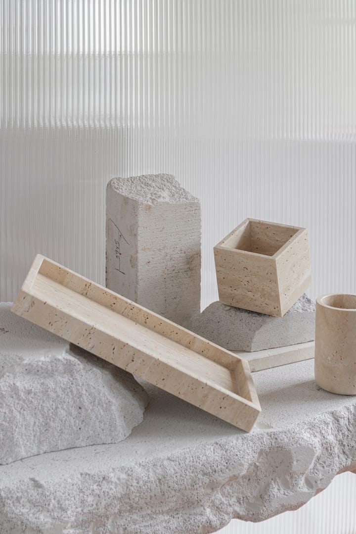 Travertin kube 10x10 cm, Linen Mette Ditmer