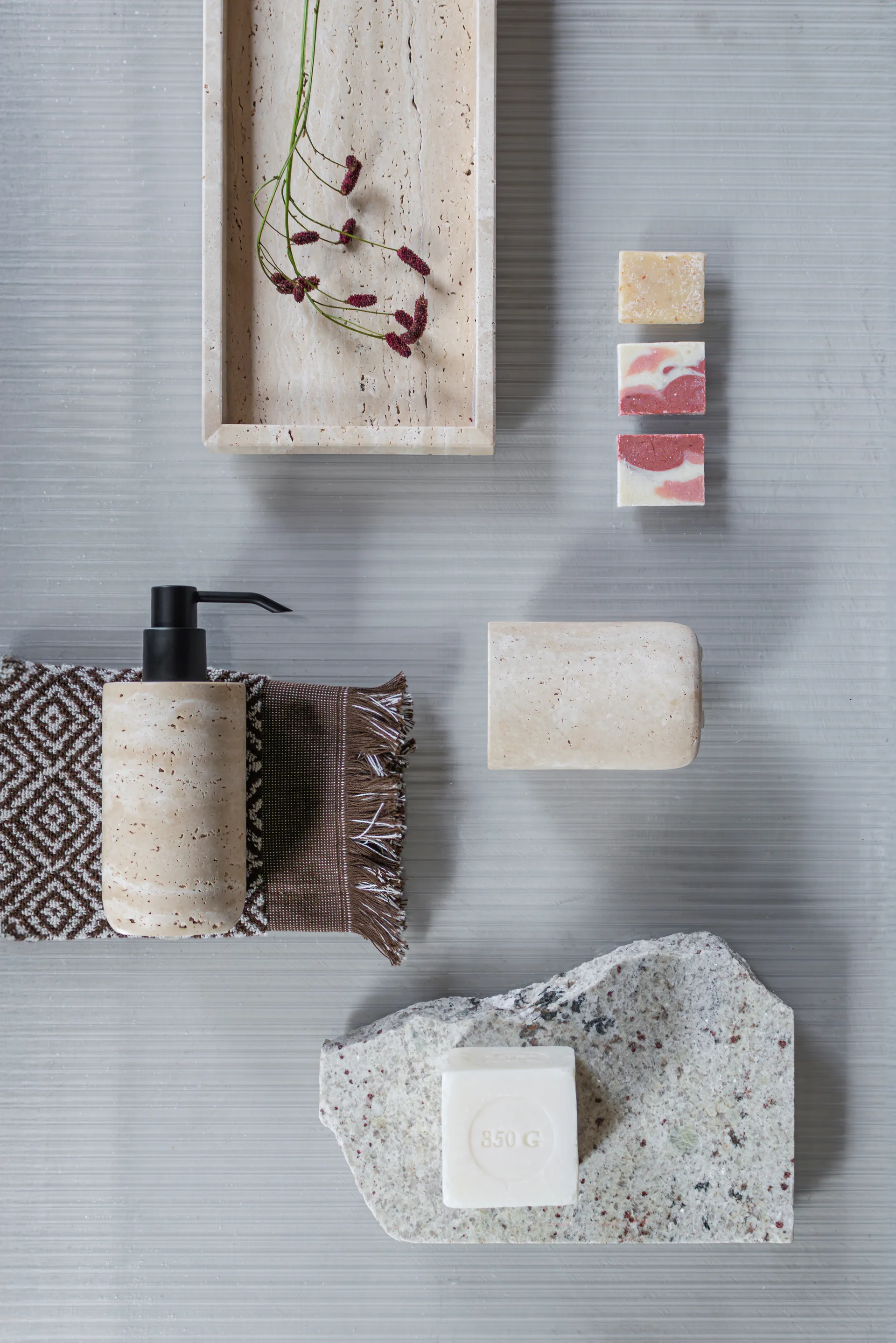 Travertin tannbørsteholder 10 cm, Linen Mette Ditmer