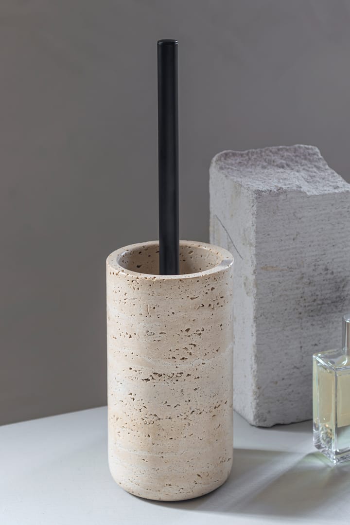 Travertin toalettbørste 36 cm, Linen Mette Ditmer