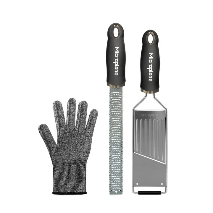 Gourmet rivjernsett med beskyttelseshanske 3 deler - Stainless Steel - Microplane