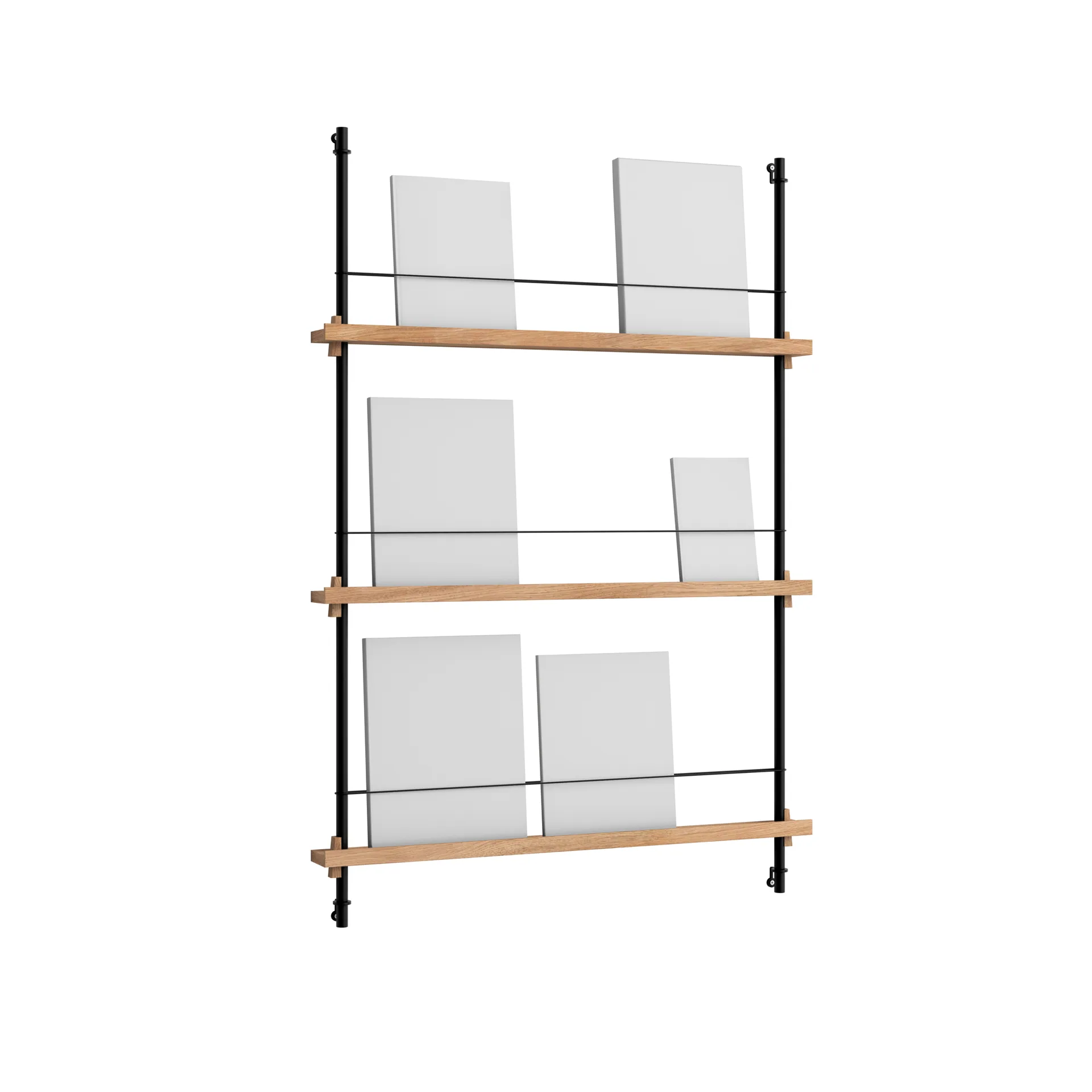 Magazine Shelving avisstativ, Eik-black, 85x115x7 cm, MS.115.1 MOEBE
