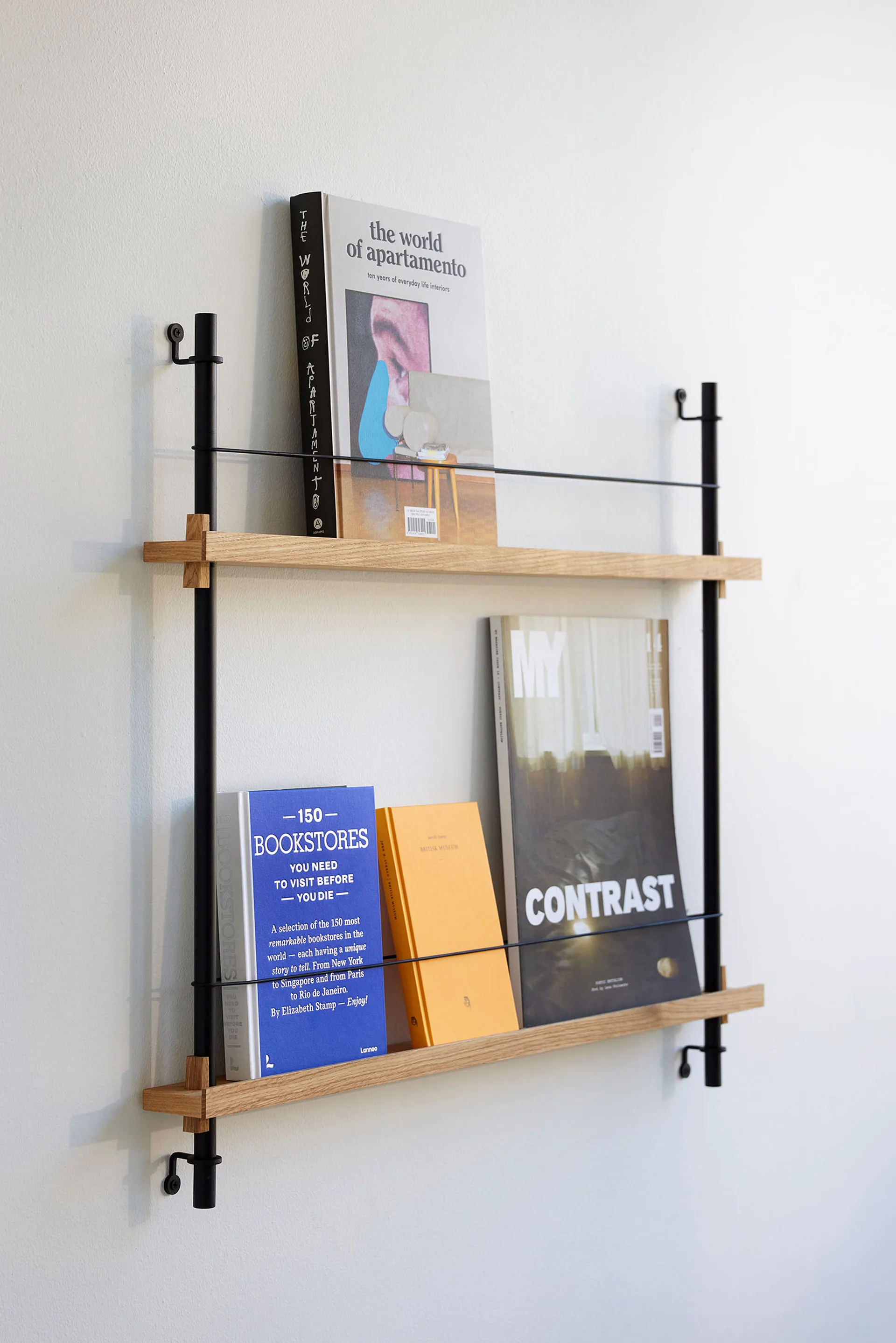 Magazine Shelving avisstativ, Eik-deep blue, 85x180x7 cm, MS.180.1 MOEBE