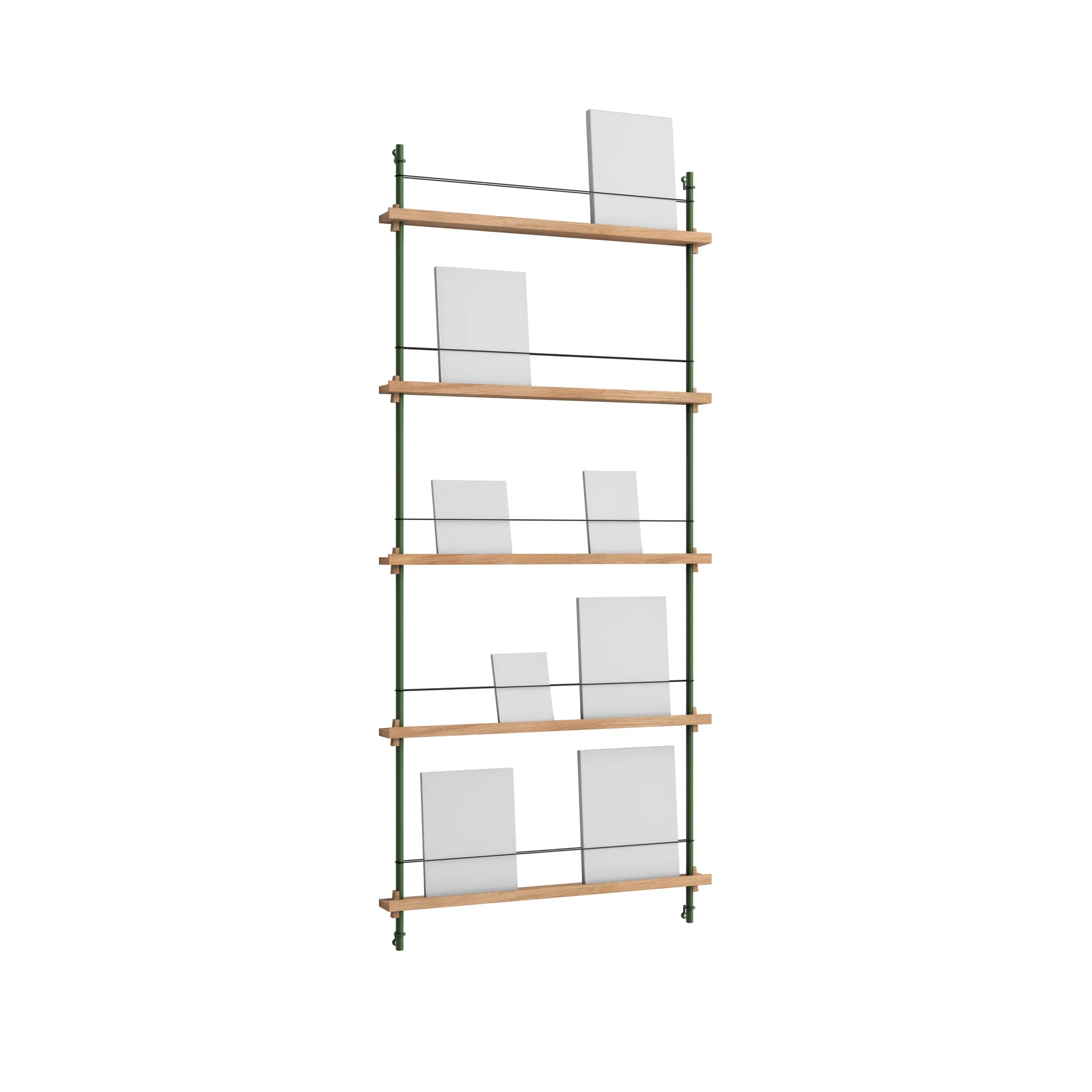 Magazine Shelving avisstativ, Eik-pine green, 85x180x7 cm, MS.180.1 MOEBE