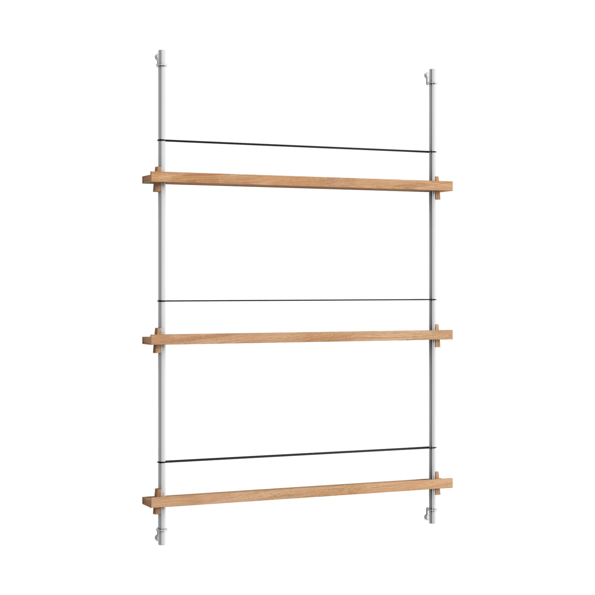 Magazine Shelving avisstativ, Eik-rustfritt stål, 85x115x7 cm, MS.115.1 MOEBE