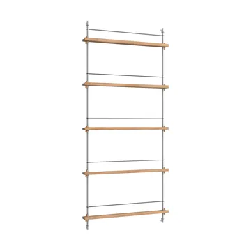Magazine Shelving avisstativ - Eik-rustfritt stål, 85x180x7 cm, MS.180.1 - MOEBE