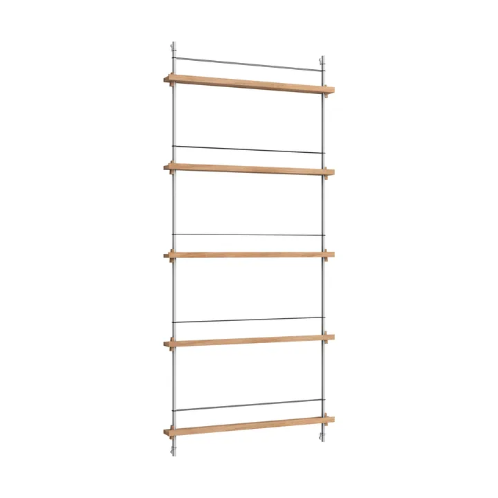 Magazine Shelving avisstativ - Eik-rustfritt stål, 85x180x7 cm, MS.180.1 - MOEBE