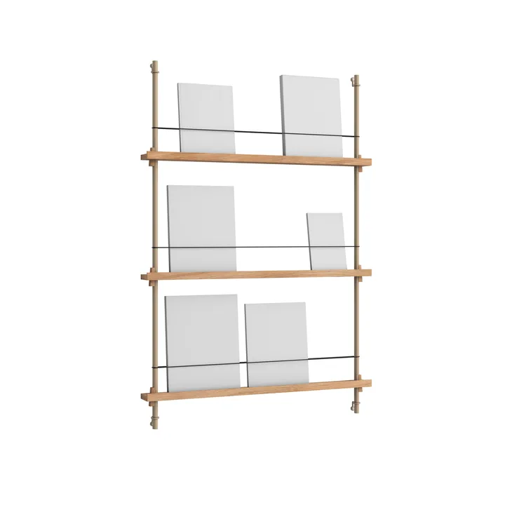 Magazine Shelving avisstativ - Eik-warm grey, 85x115x7 cm, MS.115.1 - MOEBE