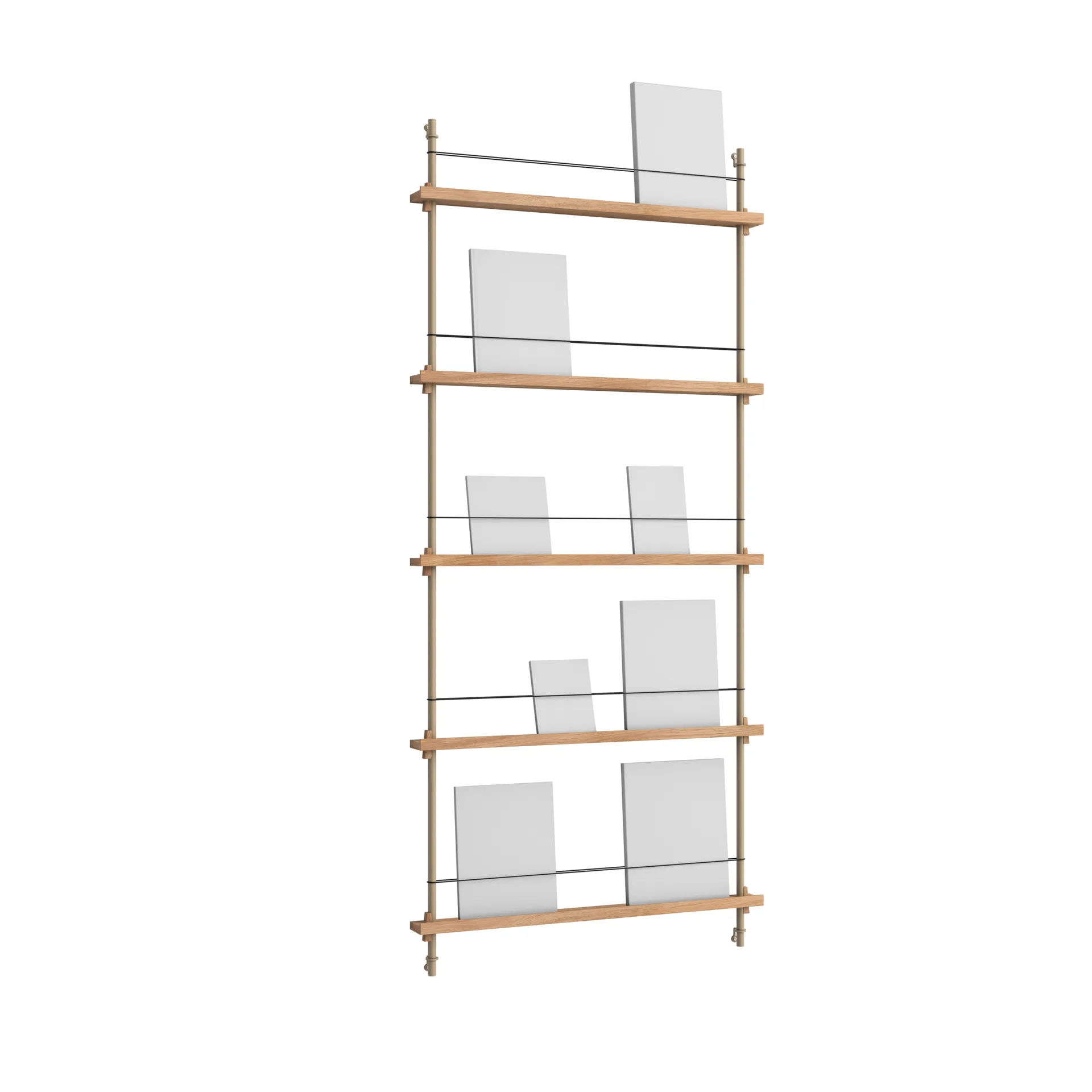 Magazine Shelving avisstativ, Eik-warm grey, 85x180x7 cm, MS.180.1 MOEBE