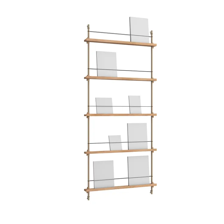 Magazine Shelving avisstativ - Eik-warm grey, 85x180x7 cm, MS.180.1 - MOEBE