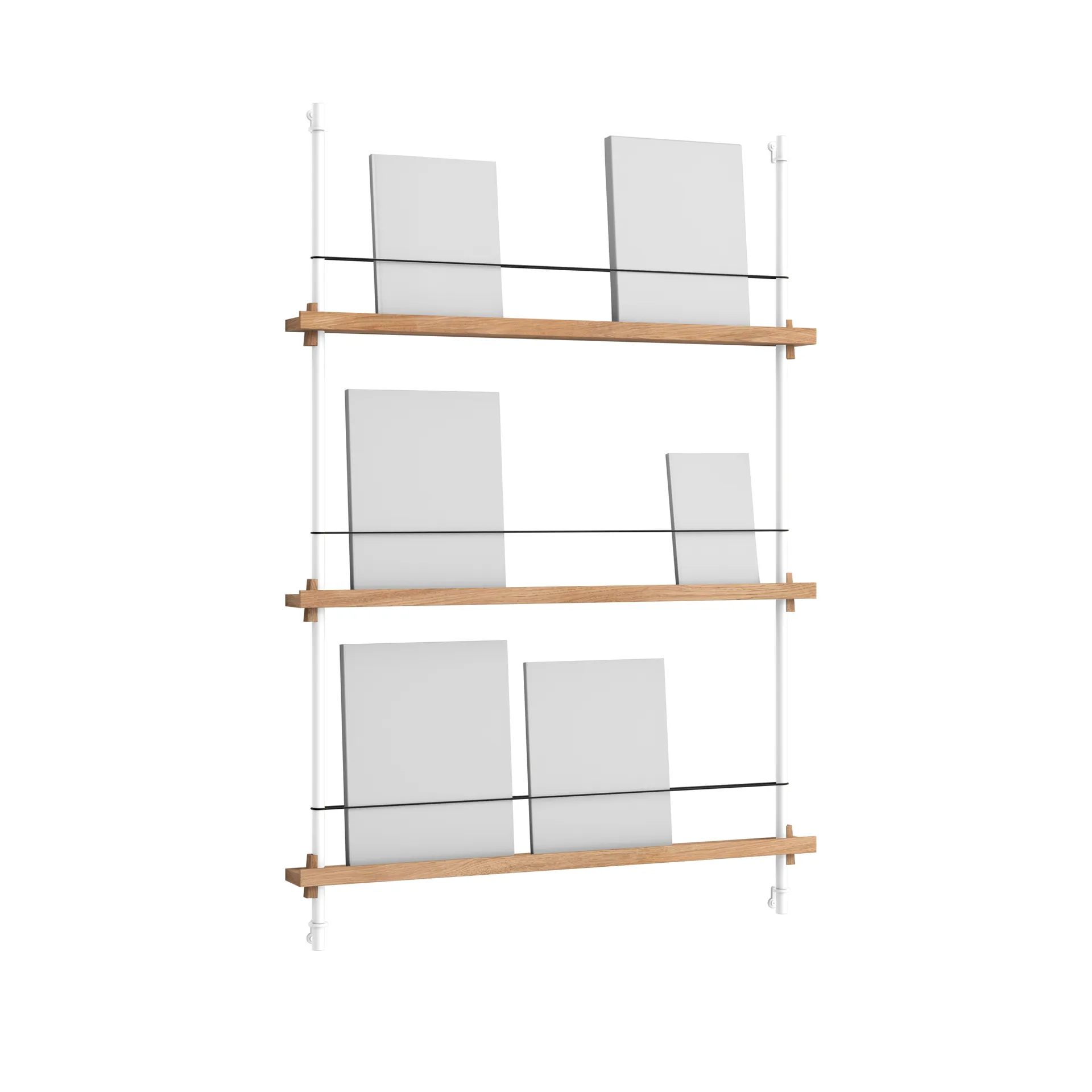 Magazine Shelving avisstativ, Eik-white, 85x115x7 cm, MS.115.1 MOEBE