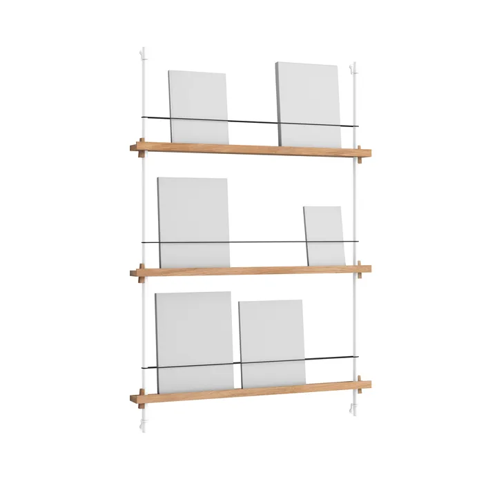 Magazine Shelving avisstativ - Eik-white, 85x115x7 cm, MS.115.1 - MOEBE