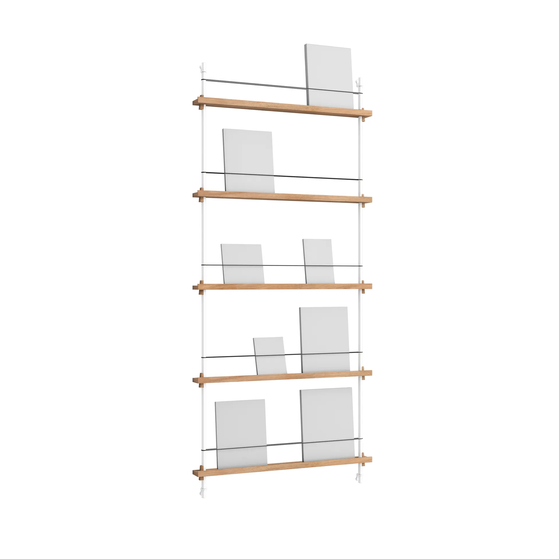 Magazine Shelving avisstativ, Eik-white, 85x180x7 cm, MS.180.1 MOEBE