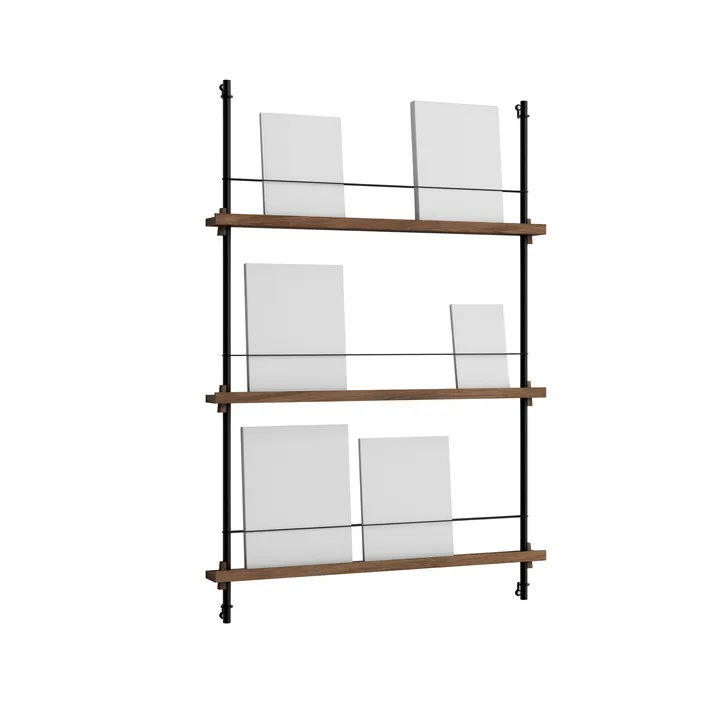 Magazine Shelving avisstativ - Røkt eik-black, 85x115x7 cm, MS.115.1 - MOEBE