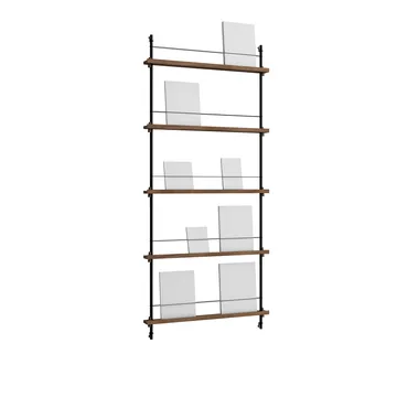 Magazine Shelving avisstativ - Røkt eik-black, 85x180x7 cm, MS.180.1 - MOEBE