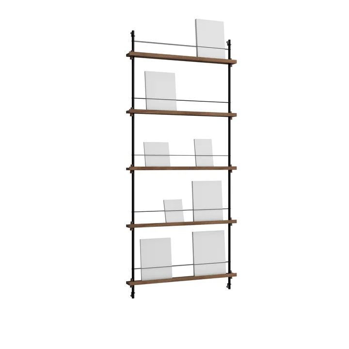 Magazine Shelving avisstativ - Røkt eik-black, 85x180x7 cm, MS.180.1 - MOEBE