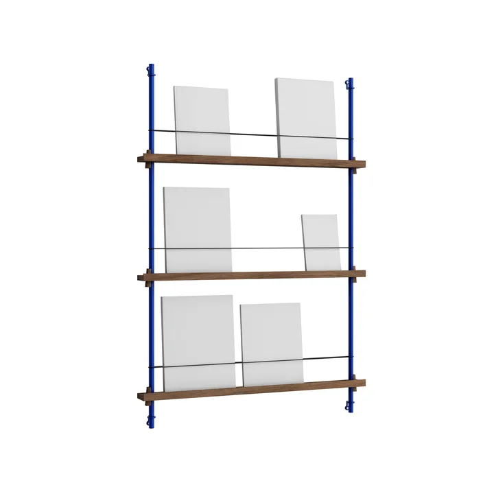 Magazine Shelving avisstativ - Røkt eik-deep blue, 85x115x7 cm, MS.115.1 - MOEBE