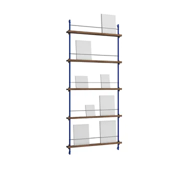 Magazine Shelving avisstativ - Røkt eik-deep blue, 85x180x7 cm, MS.180.1 - MOEBE