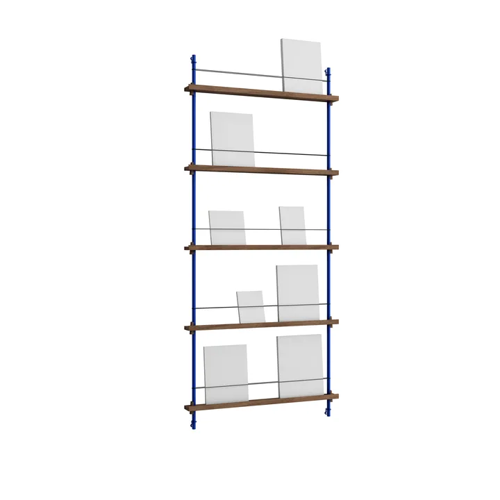 Magazine Shelving avisstativ - Røkt eik-deep blue, 85x180x7 cm, MS.180.1 - MOEBE