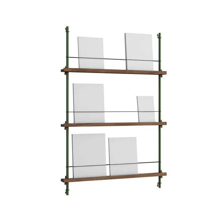 Magazine Shelving avisstativ - Røkt eik-pine green, 85x115x7 cm, MS.115.1 - MOEBE