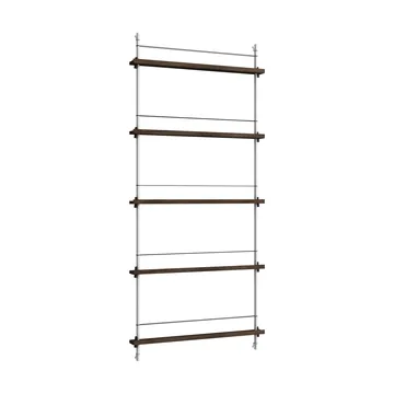 Magazine Shelving avisstativ - Røkt eik-rustfritt stål, 85x180x7 cm, MS.180.1 - MOEBE