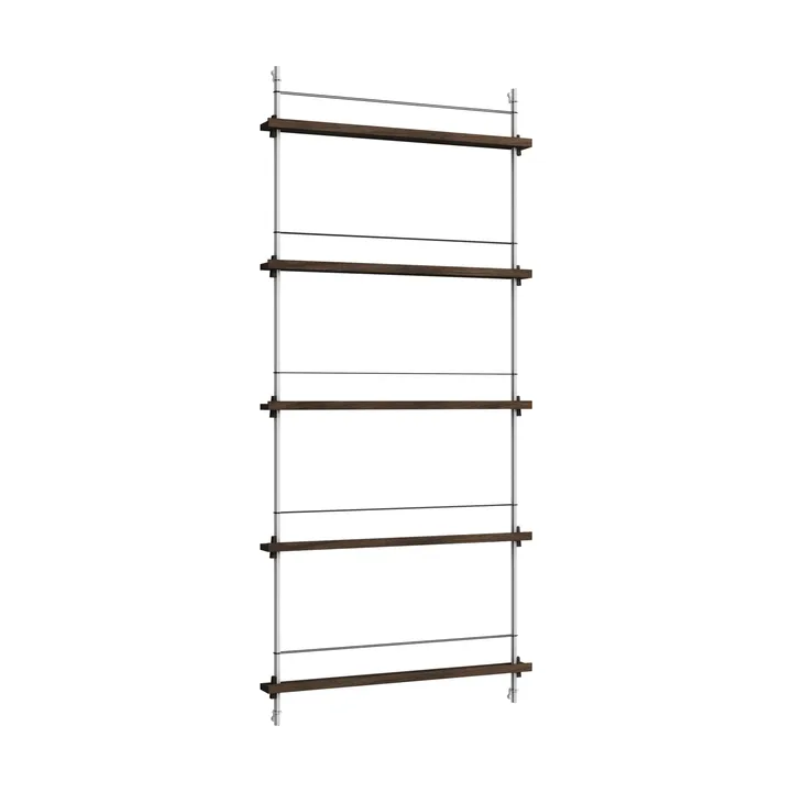Magazine Shelving avisstativ - Røkt eik-rustfritt stål, 85x180x7 cm, MS.180.1 - MOEBE