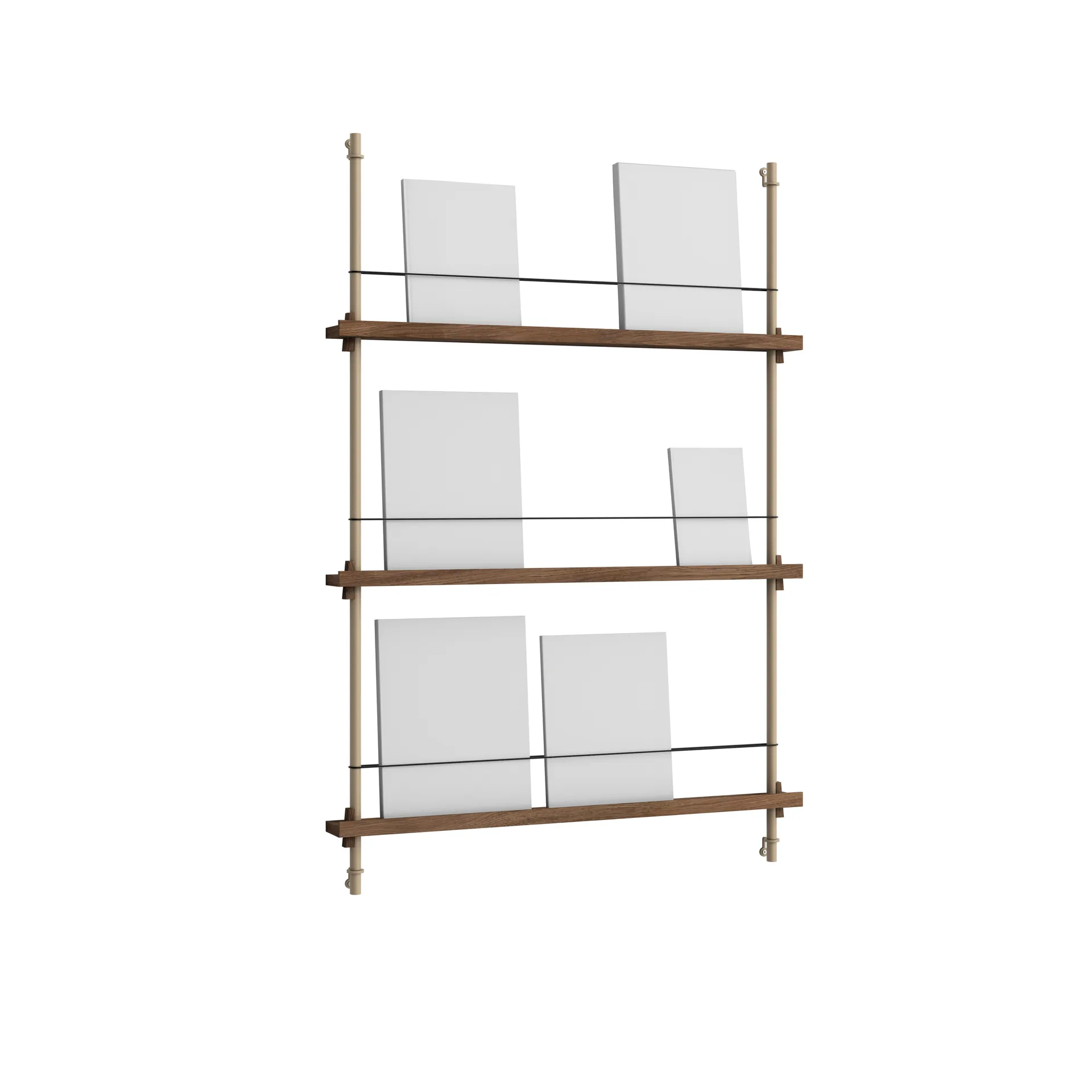 Magazine Shelving avisstativ, Røkt eik-warm grey, 85x115x7 cm, MS.115.1 MOEBE