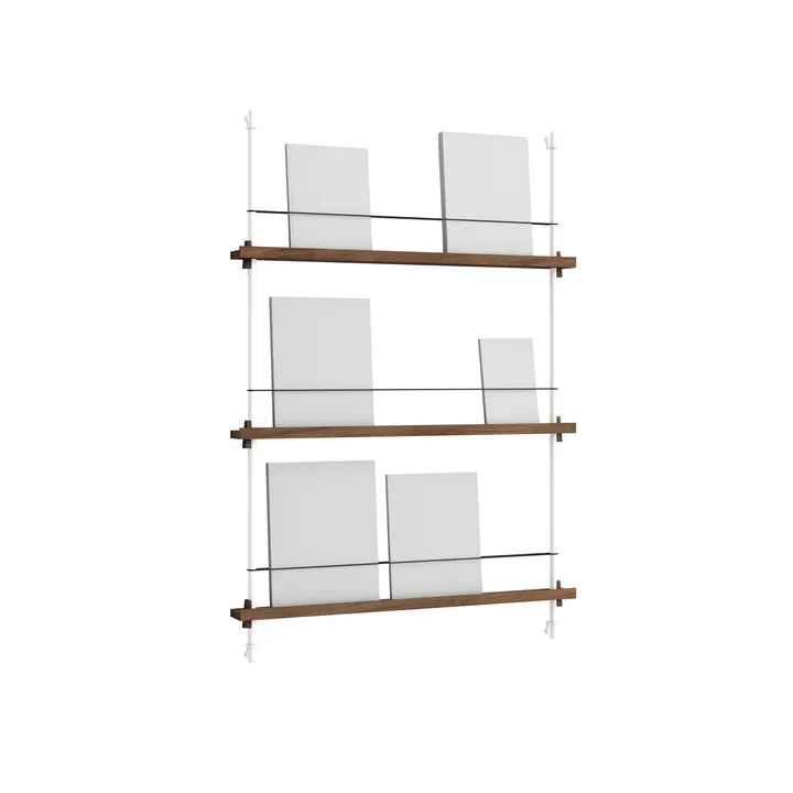 Magazine Shelving avisstativ - Røkt eik-white, 85x115x7 cm, MS.115.1 - MOEBE
