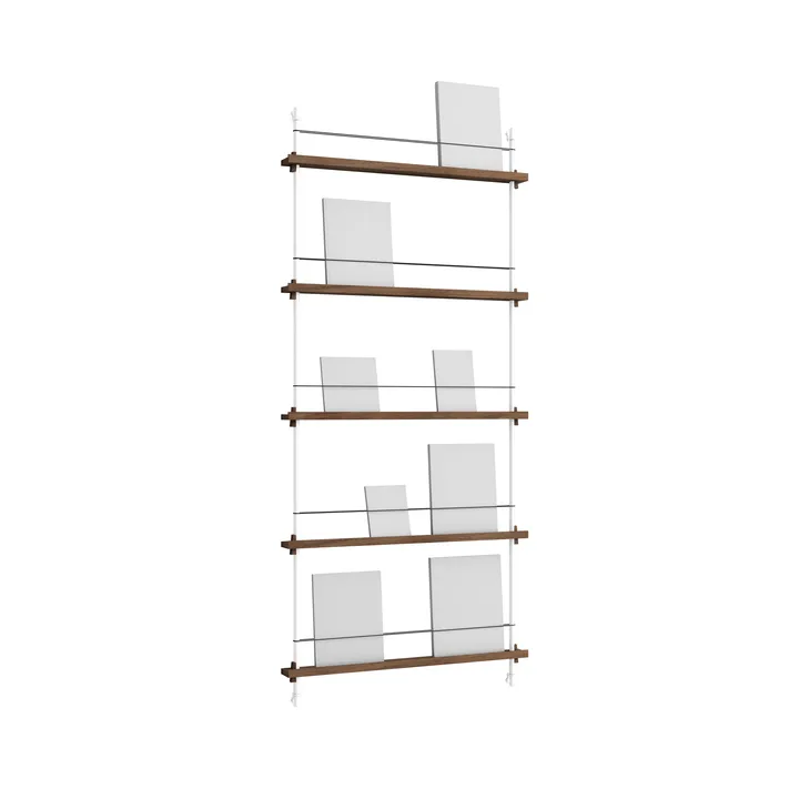 Magazine Shelving avisstativ - Røkt eik-white, 85x180x7 cm, MS.180.1 - MOEBE