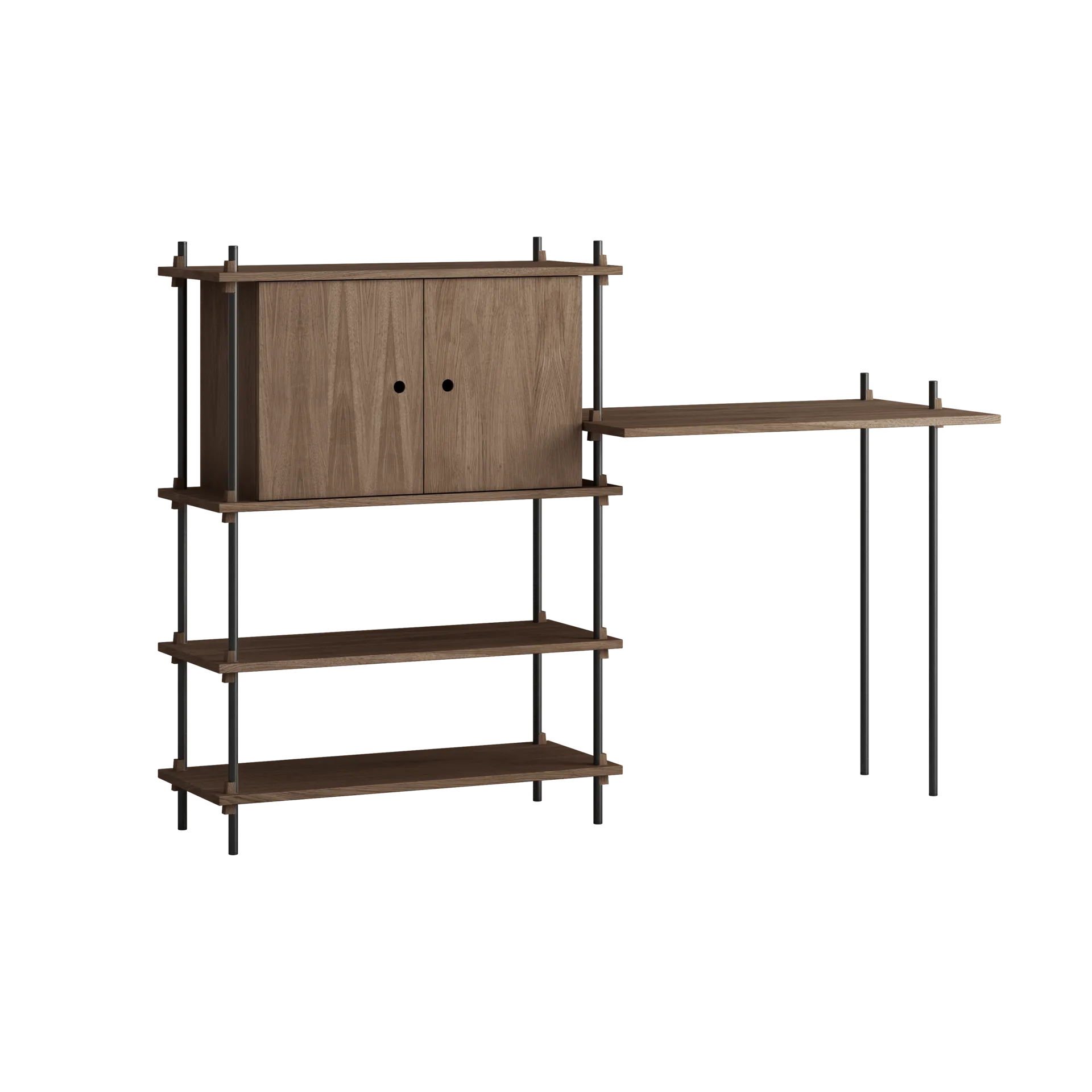 Moebe shelving system s.115.2.D, Røkt eik-svart MOEBE