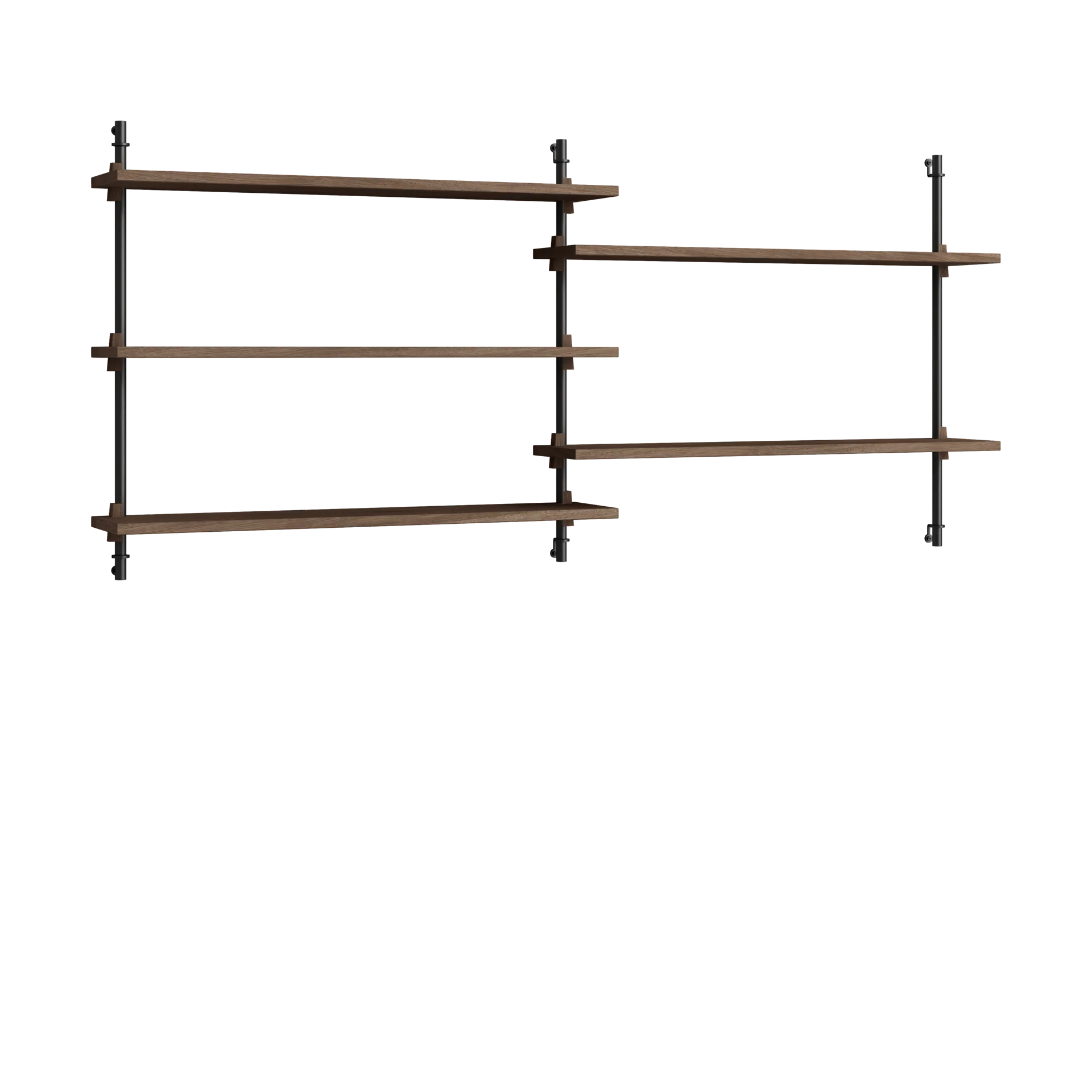 Moebe wall shelving ws.65.2.B, Røkt eik-svart MOEBE