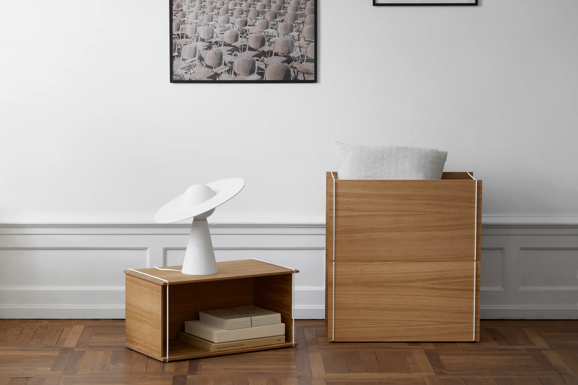 Oppbevaringsboks eik 33 x 60 cm, Wood, white MOEBE